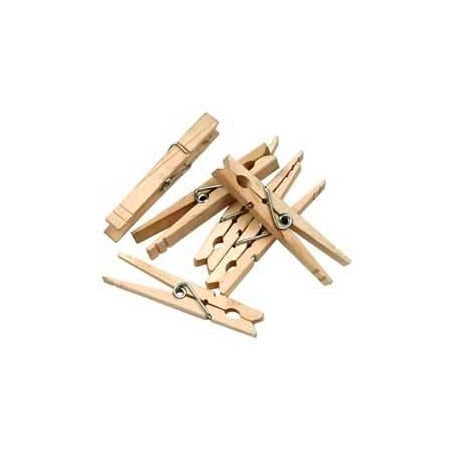Chenille Kraft Spring Clothes Pins, 3-3/8 in L, Natural, 50/Pack 365801
